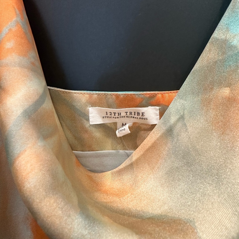 12th Tribe Turquoise and Orange Tie-Dye Mini Slip Dress - Picture 4 of 5